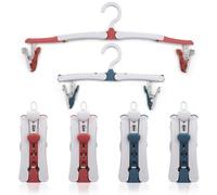 SyiXute 6 Pezzi Appendiabiti Pieghevole,Appendiabiti da Viaggio Portatile,Appendiabiti Pieghevole in Plastica con Clip,360° Rotazione,Salvaspazio per Casa,Hotel,Viaggi,Campeggio (2 Colori)