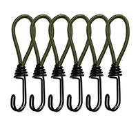 SyiXute 6 Pezzi Corda Elastica con Doppio Gancio,15 cm Elastico con Gancio,Ganci Elastici per Teloni,Anello di Tensione di Gomma con Gancio a Spirale Metallico per Tende da Campeggio (Verde)