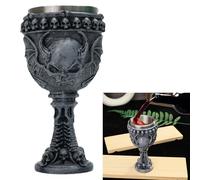 syiyunran 3d Calice Teschio Bicchieri Da Vino - 1 Pezzo, Color Argento, Tazza in Acciaio Inossidabile Teschio, Adatto per Servire Bevande Alcoliche Come Decorazione Tavoli o Vetrine