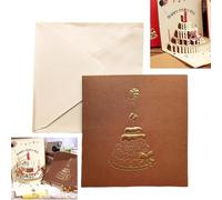 Syiyunran Biglietti Creativi Per Torta Auguri Compleanno - 1 Pezzo, Marrone, Tanti Biglietto Carte 3D Pop up Greeting, Ideale i Regali di Vostra Famiglia, Gli Amici e Vostri Cari Busta Regalo