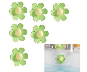 Syiyunran Bouchon Trop Plein Lavabo Cache Trou Copri Troppopieno - Verde, a Forma di Fiore, 6 Pezzi, Adatto Lavabi pour Bain, per da Appoggio, Lavelli Mop, Lavamani, Vasche Bagno, ecc