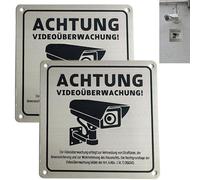 Syiyunran Cartello Per Videosorveglianza - Argento 2pc Include Avviso Gdpr 15×15cm Alluminio Adesivi Classic Telecamera Di Sorveglianza Metallo Video Sotto Area Protezione Dei Dati Personali