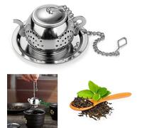 Syiyunran Colino per Tè con Catena - Argento 1pc Forma di Teiera, Palla Tè, Acciaio Inossidabile, Robusto buon uso, Accuratamente bello, Facile da Pulire, Usare, Adatto la Produzione Filtro Foglie