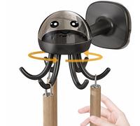 syiyunran Gancio Da Cucina Girevole A 360° - Nero, 2 pezzi, Forma di Polpo Ganci Utensili Cucina, per Barra Supporto Ufficio, Casa, la il Bagno Parete Collegamento Del Senza Fori Foratura