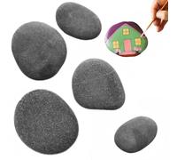 Syiyunran Sassi da Dipingere Ciottoli Le Pietre Sassolini Decorativi - Nero, 5 Pezzi, per Arti e Mestieri DIY Creativi Decorative a Mano Piatte Pietra Dipingerecompressa di Pietrapietrini
