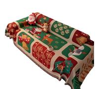 SYJYM - Copridivano natalizio a tema natalizio rosso e verde con fiocco di neve, renna, a forma di L, 2/3/4 posti, decorazione per la casa