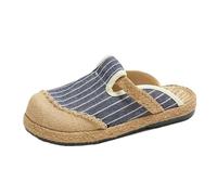 SYJYM Scarpe casual primaverili letterarie da donna con tacco piatto pigro casual bocca bassa cotone lino ricamato per le donne, 016, 38 EU
