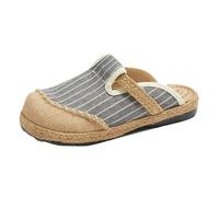 SYJYM Scarpe casual primaverili letterarie da donna con tacco piatto pigro casual bocca bassa cotone lino ricamato per le donne, 08, 36.5 EU