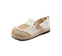 SYJYM Scarpe casual primaverili letterarie da donna con tacco piatto pigro casual bocca bassa cotone lino ricamato per le donne, 012, 39 EU