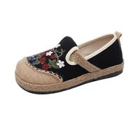 SYJYM Scarpe casual primaverili letterarie da donna con tacco piatto pigro casual bocca bassa cotone lino ricamato per le donne, 06, 39 EU