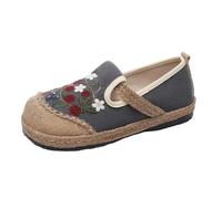 SYJYM Scarpe casual primaverili letterarie da donna con tacco piatto pigro casual bocca bassa cotone lino ricamato per le donne, 05, 38.5 EU