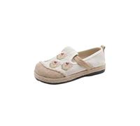 SYJYM Scarpe casual primaverili letterarie da donna con tacco piatto pigro casual bocca bassa cotone lino ricamato per le donne, 04, 38 EU