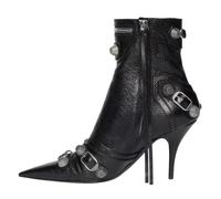 SYJYM - Stivaletti da donna a punta, tacco alto, sexy, in pelle, stile gotico, a spillo, per feste, autunno, botas e mujer, Nero , 37 EU