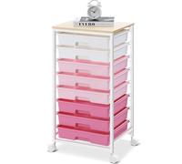 SYKIARIOL Carrello con rotelle per il bagno con 8 cassetti, carrello con cassetti e contenitore con ripiano in legno per soggiorno, camera da letto, ufficio, grande capacità, carrello per artigianato