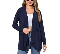 Sykooria Cardigan da Donna a Maniche Lunghe Aperto sul Davanti Autunno Giacca in Maglia Sottile Cardigan Casual Solido, Blu Navy XL