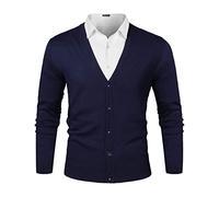 Sykooria Cardigan Uomo Invernale - Giacca Maglione Cotone Con Bottoni, Felpa Manica Lunga, Slim Classics Scollo a V