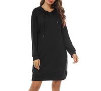 Sykooria Felpa Lunghe con Cappuccio da Donna Hoodie Sportiva Invernale con Tasca Pullover Casual Manica Lunga - Nero L