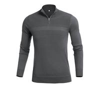 Sykooria Maglione da Uomo con Zip 1/4 - Troyer Pullover in Maglia Colletto Rialzato Casual Inverno Maglioni a Maniche Lunghe Dolcevita Maglione da Lavoro, Grigio Scuro L