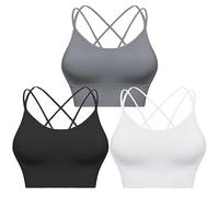 Sykooria Reggiseno Sportivo Donna Top Reggiseno Donna Senza Ferretto con Imbottito Top Donna Fitness Supporto Bustino per Yoga Running Nero+Bianco+Grigio Clair S