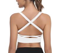 Sykooria Reggiseno Sportivo Donna Top Reggiseno Senza Ferretto con Imbottito Top Fitness Supporto Bustino per Yoga Running 652-Bianco M