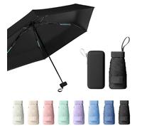 Sykrawki Mini Ombrello Pieghevole - Ombrello da Viaggio Compatto con Protezione UV, Antivento e Custodia a Capsula - Per Uomini e Donne (nero)