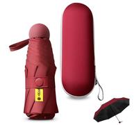 Sykrawki Ombrello da Viaggio Pieghevole 8 Ossa Portatile, ombrello da viaggio, ombrello di piccole dimensioni con protezione UV, ombrello antivento con copertura a capsula (Chiaretto)