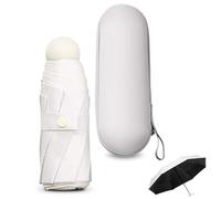Sykrawki Ombrello da Viaggio Pieghevole 8 Ossa Portatile, ombrello da viaggio, ombrello di piccole dimensioni con protezione UV, ombrello antivento con copertura a capsula (Bianco)