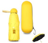Sykrawki Ombrello da Viaggio Pieghevole 8 Ossa Portatile, ombrello da viaggio, ombrello di piccole dimensioni con protezione UV, ombrello antivento con copertura a capsula (Giallo limone)