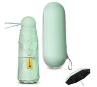 Sykrawki Ombrello da Viaggio Pieghevole 8 Ossa Portatile, ombrello da viaggio, ombrello di piccole dimensioni con protezione UV, ombrello antivento con copertura a capsula (verde)