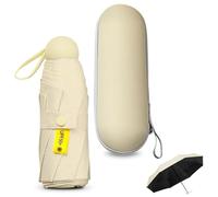 Sykrawki Ombrello da Viaggio Pieghevole 8 Ossa Portatile, ombrello da viaggio, ombrello di piccole dimensioni con protezione UV, ombrello antivento con copertura a capsula (Giallo giada)
