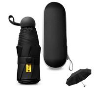 Sykrawki Ombrello da Viaggio Pieghevole 8 Ossa Portatile, ombrello da viaggio, ombrello di piccole dimensioni con protezione UV, ombrello antivento con copertura a capsula (nero)