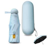 Sykrawki Ombrello da Viaggio Pieghevole 8 Ossa Portatile, ombrello da viaggio, ombrello di piccole dimensioni con protezione UV, ombrello antivento con copertura a capsula (azzurro cielo)