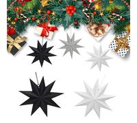 sylbx 5 Pezzi Stelle di Carta Natalizia,Addobbi Natalizi Stella,Stelle Natale da Appendere,Decorazione per Matrimonio,Natale, Matrimoni, Compleanni,Aggiungi Un Tocco festoso (Nero, Bianco e Grigio)
