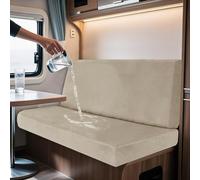 SYLC 2 Pezzi Impermeabile Carovana Coprisedili Per Roulotte E Coprischienale, Camper Copricuscino Per Divano Con Lacci, Fodere Per RV Panchina Velluto (Beige,Rectangular M)