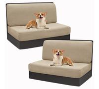 SYLC 2 Pezzi Stretch Jacquard Copricuscini Per Dinette RV Carovana Coprire La Panchina Del Sedile Del Camper Con Copertura Dello Schienale (Cachi,2 Coppie)