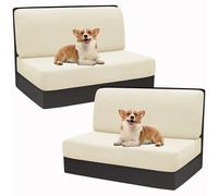 SYLC 2 Pezzi Stretch Jacquard Copricuscini Per Dinette RV Carovana Coprire La Panchina Del Sedile Del Camper Con Copertura Dello Schienale (Beige,2 Coppie)