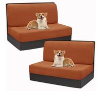 SYLC 2 Pezzi Stretch Jacquard Copricuscini Per Dinette RV Carovana Coprire La Panchina Del Sedile Del Camper Con Copertura Dello Schienale (Arancione,2 Coppie)