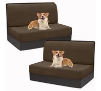 SYLC 2 Pezzi Stretch Jacquard Copricuscini Per Dinette RV Carovana Coprire La Panchina Del Sedile Del Camper Con Copertura Dello Schienale (Caffè,2 Coppie)