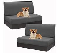 SYLC 2 Pezzi Stretch Jacquard Copricuscini Per Dinette RV Carovana Coprire La Panchina Del Sedile Del Camper Con Copertura Dello Schienale (Grigio,2 Coppie)