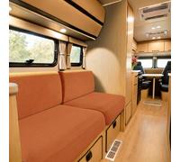 SYLC Carovana Copricuscino Per Divano, Jacquard Copricuscino Divano Per Roulotte Con 2 Cinghie, Fodere Per Cuscini Per RV Auto Panchina (Orange,W 95-115 cm, D 45-65 cm)