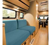 SYLC Carovana Copricuscino Per Divano, Jacquard Copricuscino Divano Per Roulotte Con 2 Cinghie, Fodere Per Cuscini Per RV Auto Panchina (Blue,W 95-115 cm, D 45-65 cm)