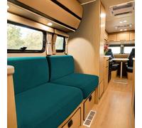 SYLC Carovana Copricuscino Per Divano, Jacquard Copricuscino Divano Per Roulotte Con 2 Cinghie, Fodere Per Cuscini Per RV Auto Panchina (Teal,W 95-115 cm, D 45-65 cm)