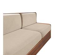 SYLC Carovana Copricuscino Per Divano, Jacquard Copricuscino Divano Per Roulotte Con 2 Cinghie, Fodere Per Cuscini Per RV Auto Panchina (Beige,W 145-185 cm, D 45-65 cm)