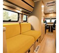 SYLC Carovana Copricuscino Per Divano, Jacquard Copricuscino Divano Per Roulotte Con 2 Cinghie, Fodere Per Cuscini Per RV Auto Panchina (Golden,W 160-195 cm, D 60-90 cm)