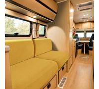 SYLC Carovana Copricuscino Per Divano, Jacquard Copricuscino Divano Per Roulotte Con 2 Cinghie, Fodere Per Cuscini Per RV Auto Panchina (Golden,W 94-122 cm, D 26-40 cm)
