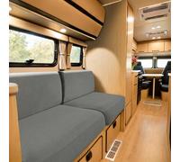 SYLC Carovana Copricuscino Per Divano, Jacquard Copricuscino Divano Per Roulotte Con 2 Cinghie, Fodere Per Cuscini Per RV Auto Panchina (Light grey,W 135-165 cm, D 95-115 cm)
