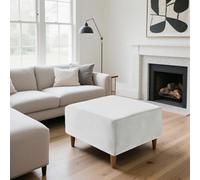 SYLC Copri Pouf Quadrato/rettangolare Elasticizzato in Velluto, Antiscivolo Copripouf Poggiapiedi Con Coprisgabello, Fodere Per Sgabello Copertura Ottomana (White,Square-M Ottoman)
