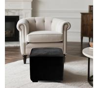 SYLC Copri Pouf Quadrato/rettangolare Elasticizzato in Velluto, Antiscivolo Copripouf Poggiapiedi Con Coprisgabello, Fodere Per Sgabello Copertura Ottomana (Black,Square-S Ottoman)