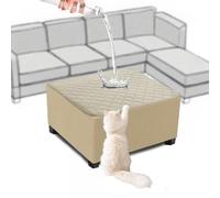 SYLC Copri Pouf Quadrato/Rettangolare, Fodera Poggiapiedi Divano Impermeabile Elasticizzato Copertura Protettiva Per Ottomana Sgabello Stool Lavabile Per Cani (Beige+Beige,Square S)