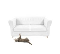 SYLC Copridivano Chesterfield, Velluto Copripoltrona Per Divano Chesterfield Con Sedile Copri Cuscino, Protettore Di Mobili Per Divano Curvo Montato Vintage (White,Sofa+2 Large Seats)